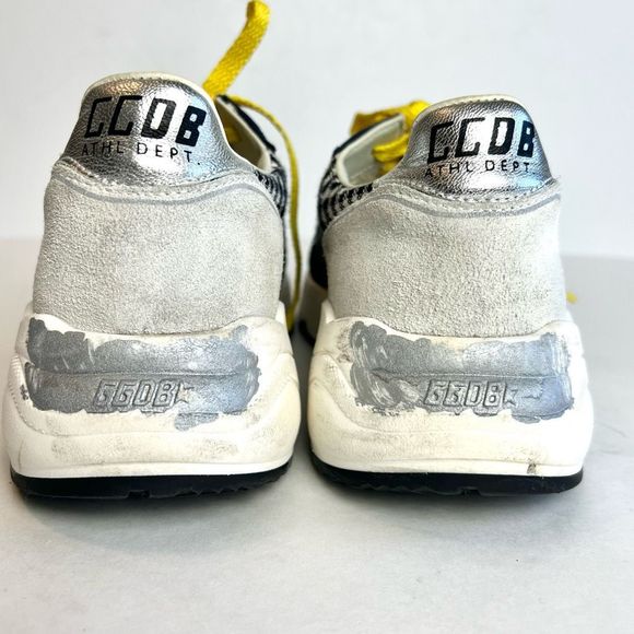 Golden Goose Running Sole Sneakers in Navy/White Check and Yellow Star Sz 38, US - Picture 4 of 12
